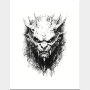 Sketch Monster Fantasy Art Character Black and White Posters and Art